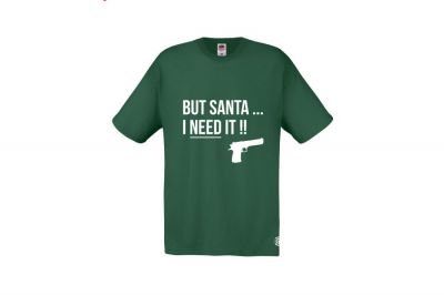 ZO Combat Junkie Christmas T-Shirt 'Santa I NEED It Pistol' (Green) - Size Large - Detail Image 1 © Copyright Zero One Airsoft