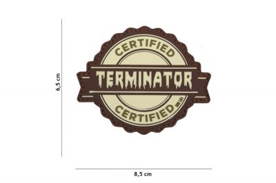 101 Inc PVC Velcro Patch &quotCertified Terminator" - Detail Image 1 © Copyright Zero One Airsoft
