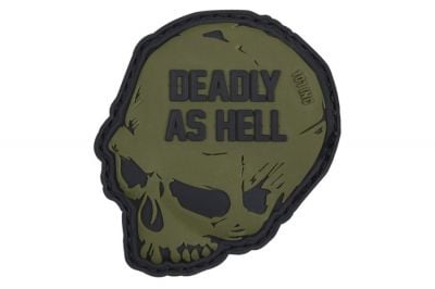 101 Inc PVC Velcro Patch &quotDeadly as Hell" (Olive) - Detail Image 1 © Copyright Zero One Airsoft