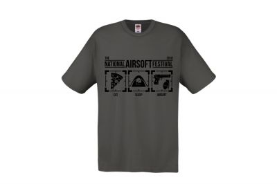 ZO Combat Junkie Special Edition NAF 2018 'Eat, Sleep, Airsoft' T-Shirt (Grey) - Detail Image 2 © Copyright Zero One Airsoft