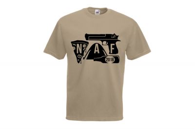 ZO Combat Junkie Special Edition NAF 2018 'Airsoft Festival' T-Shirt (Tan) - Detail Image 2 © Copyright Zero One Airsoft
