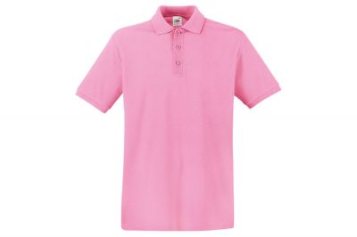 Fruit Of The Loom Premium Polo T-Shirt (Light Pink) - Size Medium - Detail Image 1 © Copyright Zero One Airsoft