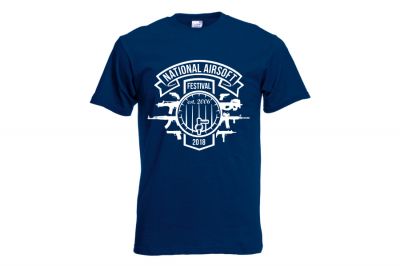 ZO Combat Junkie Special Edition NAF 2018 'Est. 2006' T-Shirt (Navy) - Detail Image 1 © Copyright Zero One Airsoft