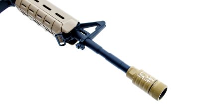 MadBull Noveske KFH Adjustable Sound Amplifying Flash Hider 14mm CCW (Tan) - Detail Image 3 © Copyright Zero One Airsoft
