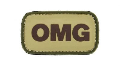 101 Inc PVC Velcro Patch "OMG" (Olive) - Detail Image 1 © Copyright Zero One Airsoft