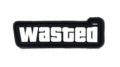 101 Inc PVC Velcro Patch "Wasted" (Black & White) - Detail Image 1 © Copyright Zero One Airsoft