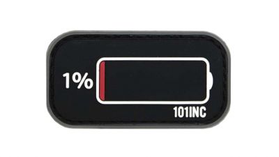 101 Inc PVC Velcro Patch &quotLow Power" (Grey) - Detail Image 1 © Copyright Zero One Airsoft