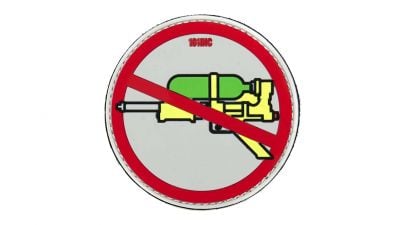 101 Inc PVC Velcro Patch "No Super Soakers" (Red) - Detail Image 1 © Copyright Zero One Airsoft
