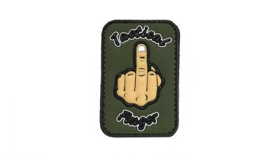 101 Inc PVC Velcro Patch "Tactical Finger" (Olive) - Detail Image 1 © Copyright Zero One Airsoft