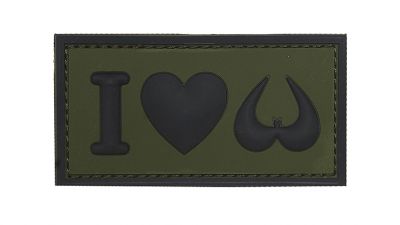 101 Inc PVC Velcro Patch "I Love Boobies" (Olive) - Detail Image 1 © Copyright Zero One Airsoft