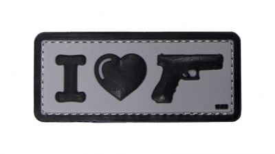 101 Inc PVC Velcro Patch &quotI Love Glock" (Black) - Detail Image 1 © Copyright Zero One Airsoft