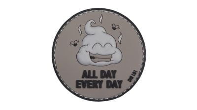 101 Inc PVC Velcro Patch "All Day Every Day" (Grey) - Detail Image 1 © Copyright Zero One Airsoft