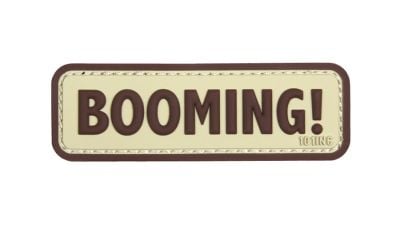 101 Inc PVC Velcro Patch &quotBooming!" (Tan) - Detail Image 1 © Copyright Zero One Airsoft