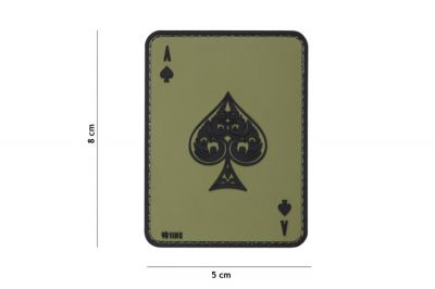 101 Inc PVC Velcro Patch "Ace of Spades" (Olive) - Detail Image 2 © Copyright Zero One Airsoft