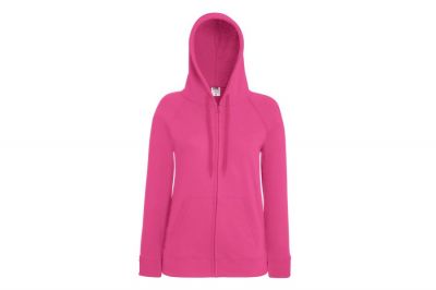Fruit Of The Loom Women's Lightweight Zipped Hoodie (Fuchsia) - Size Small - Detail Image 1 © Copyright Zero One Airsoft