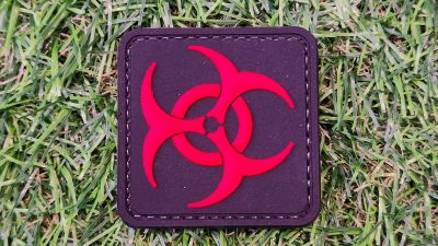 ZO PVC Velcro Patch "Biohazard Square" (Red & Black) - Detail Image 1 © Copyright Zero One Airsoft