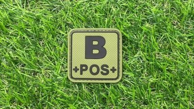 ZO PVC Velcro Patch &quotB+ Square" (Olive) - Detail Image 1 © Copyright Zero One Airsoft