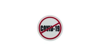 ZO PVC Velcro Patch &quotStop Covid" (White) - Detail Image 1 © Copyright Zero One Airsoft