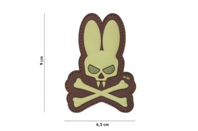 101 Inc PVC Velcro Patch &quotSkull Bunny" (Brown) - Detail Image 2 © Copyright Zero One Airsoft