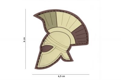 101 Inc PVC Velcro Patch "Spartan Helmet" (Brown) - Detail Image 2 © Copyright Zero One Airsoft