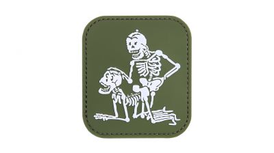 101 Inc PVC Velcro Patch "Boned" (Olive) - Detail Image 1 © Copyright Zero One Airsoft