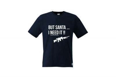 ZO Combat Junkie Christmas T-Shirt 'Santa I NEED It Sniper' (Dark Navy) - Size Extra Large - Detail Image 1 © Copyright Zero One Airsoft