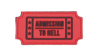 101 Inc PVC Velcro Patch "Admission To Hell" (Red) - Detail Image 1 © Copyright Zero One Airsoft