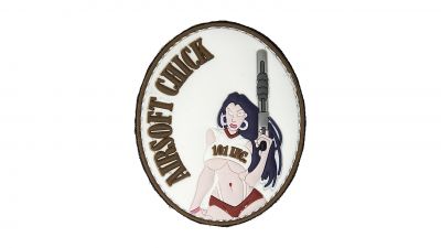 101 Inc PVC Velcro Patch "Airsoft Chick" - Detail Image 1 © Copyright Zero One Airsoft