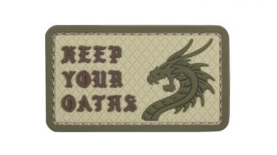 101 Inc PVC Velcro Patch "Keep Your Oaths" (Tan) - Detail Image 1 © Copyright Zero One Airsoft