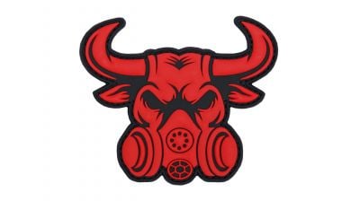 101 Inc PVC Velcro "Gaskmask Bull" (Red) - Detail Image 1 © Copyright Zero One Airsoft