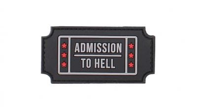 101 Inc PVC Velcro Patch "Admission To Hell" (Black) - Detail Image 1 © Copyright Zero One Airsoft