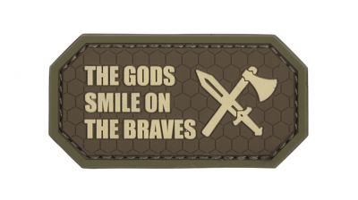 101 Inc PVC Velcro Patch "The Gods Smile On The Braves" (Brown) - Detail Image 1 © Copyright Zero One Airsoft