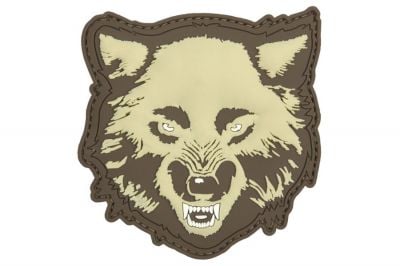101 Inc PVC Velcro Patch "Wolf" (Tan) - Detail Image 1 © Copyright Zero One Airsoft