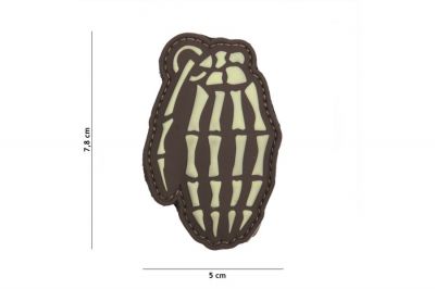 101 Inc PVC Velcro Patch &quotSkeleton Hand Grenade" (Brown) - Detail Image 1 © Copyright Zero One Airsoft