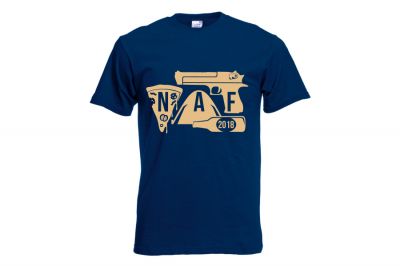 ZO Combat Junkie Special Edition NAF 2018 'Airsoft Festival' T-Shirt (Navy) - Detail Image 2 © Copyright Zero One Airsoft