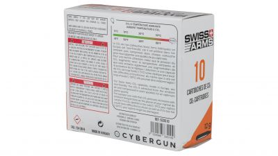 Swiss Arms 12g CO2 Capsule Box of 10 - Detail Image 2 © Copyright Zero One Airsoft