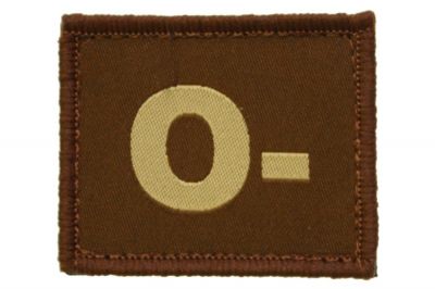 Vanguard Velcro Blood Group Patch O- (Tan) - Detail Image 1 © Copyright Zero One Airsoft