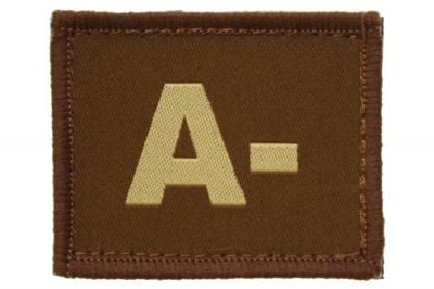 Vanguard Velcro Blood Group Patch A- (Tan) - Detail Image 1 © Copyright Zero One Airsoft