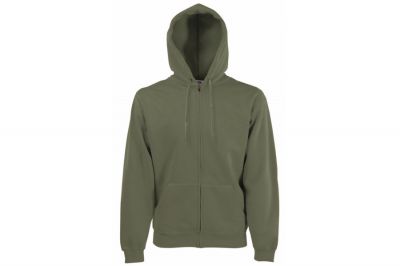 Fruit Of The Loom Premium Zipped Hoodie (Classic Olive) - Size 2XL - Detail Image 1 &copy; Copyright Zero One Airsoft
