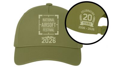 [A] NAF26 Anniversary Baseball Cap Olive - Detail Image 1 &copy; Copyright Zero One Airsoft