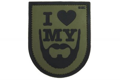 101 Inc PVC Velcro Patch &quotI Love My Beard" (Olive) - Detail Image 1 © Copyright Zero One Airsoft