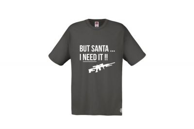 ZO Combat Junkie Christmas T-Shirt 'Santa I NEED It Sniper' (Grey) - Size Extra Large - Detail Image 1 © Copyright Zero One Airsoft