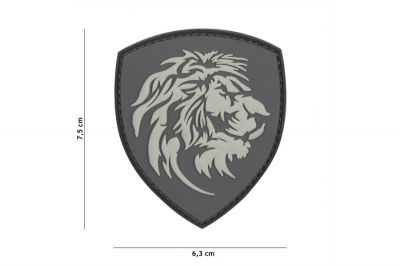 101 Inc PVC Velcro Patch "Lion" (Grey) - Detail Image 2 © Copyright Zero One Airsoft