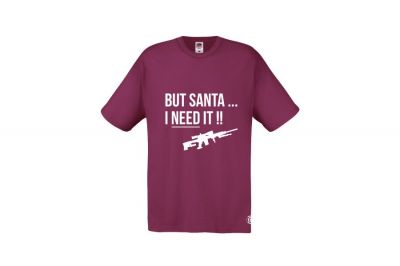 ZO Combat Junkie Christmas T-Shirt 'Santa I NEED It Sniper' (Burgundy) - Size Extra Large - Detail Image 1 © Copyright Zero One Airsoft