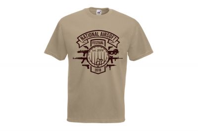 ZO Combat Junkie Special Edition NAF 2018 'Est. 2006' T-Shirt (Tan) - Detail Image 4 © Copyright Zero One Airsoft