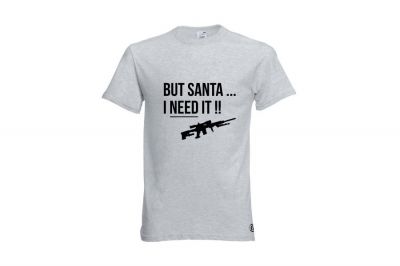 ZO Combat Junkie Christmas T-Shirt 'Santa I NEED It Sniper' (Light Grey) - Size Large - Detail Image 1 © Copyright Zero One Airsoft