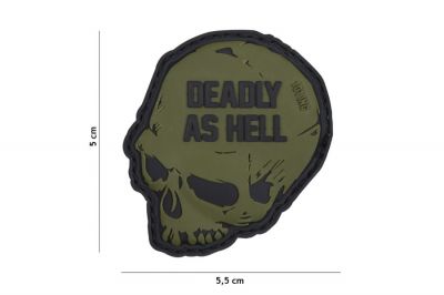 101 Inc PVC Velcro Patch "Deadly as Hell" (Olive) - Detail Image 2 © Copyright Zero One Airsoft