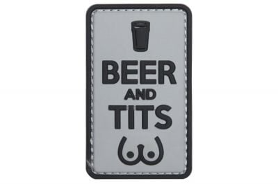 101 Inc PVC Velcro Patch &quotBeer & Tits" (Black) - Detail Image 1 © Copyright Zero One Airsoft