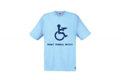 ZO Combat Junkie T-Shirt 'Rollin' Rambo' (Blue) - Size Small - Detail Image 1 &copy; Copyright Zero One Airsoft