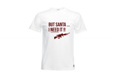 ZO Combat Junkie Christmas T-Shirt 'Santa I NEED It Sniper' (White) - Size Small - Detail Image 1 &copy; Copyright Zero One Airsoft